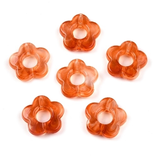 6 PERLES ACRYLIQUE FLEUR