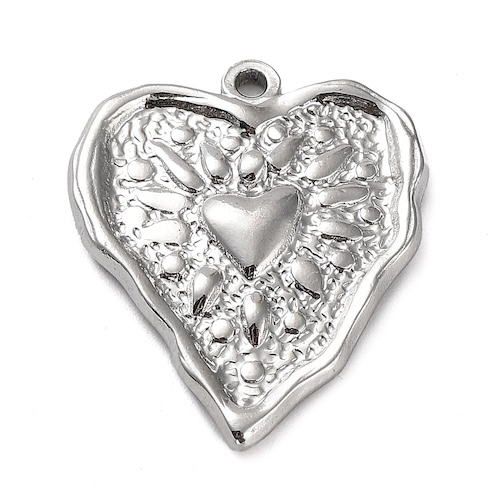 1 PENDENTIF COEUR ACIER INOX