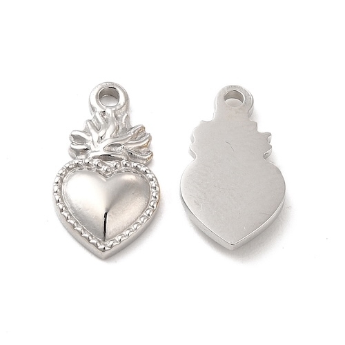 1 PENDENTIF COEUR EX VOTO ACIER INOX