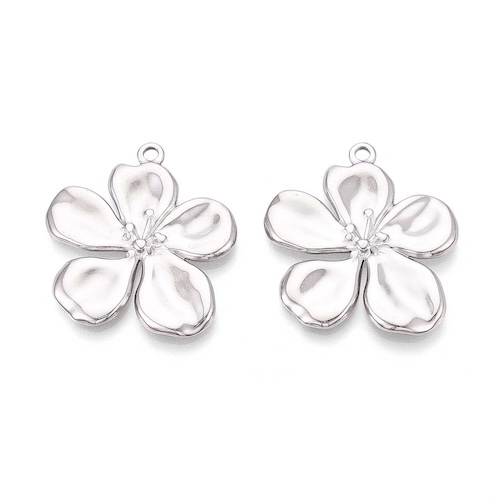 1 PENDENTIF FLEUR ACIER INOX