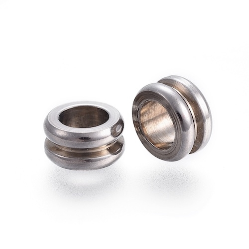 4 PERLES RAINUREES ACIER INOX