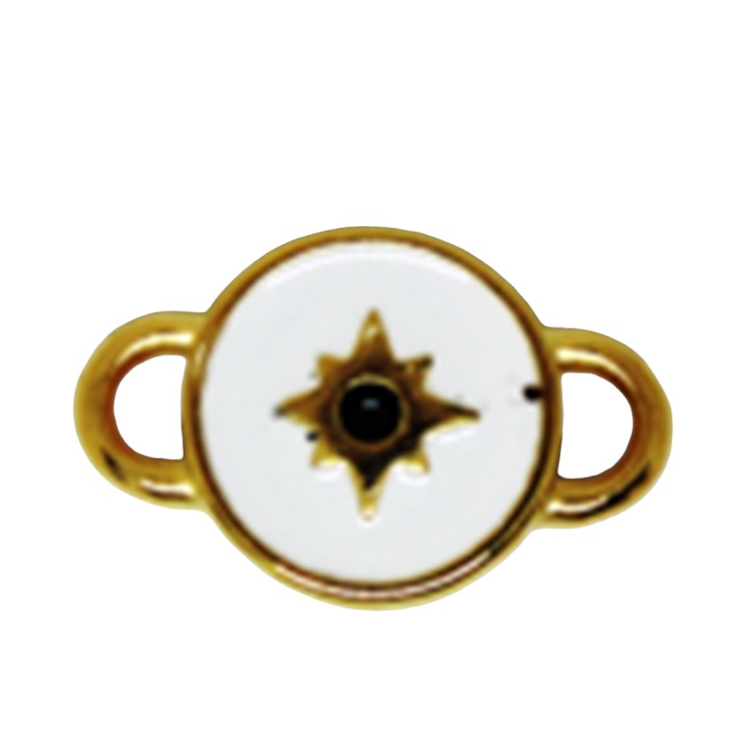 1 CHARMS CONNECTEUR ROND/ETOILE EMAILLE