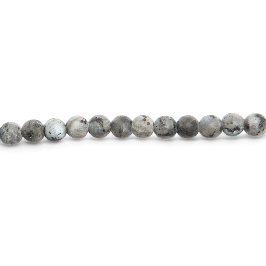 6 PERLES LARVIKITE RONDE