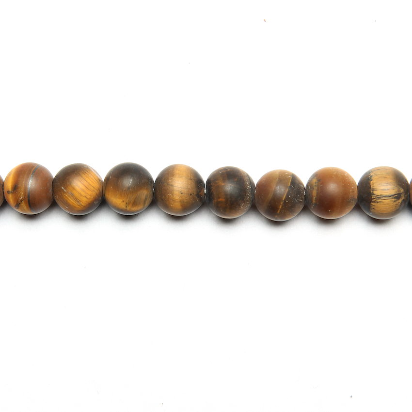 6 PERLES OEIL DE TIGRE MAT RONDE