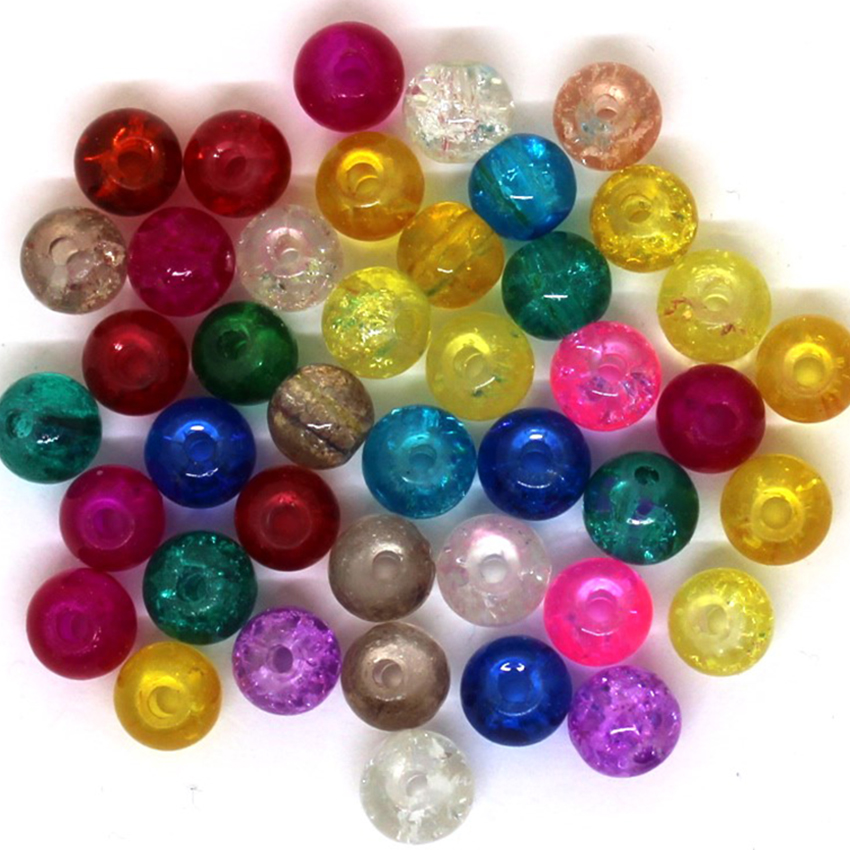 35 PERLES EN VERRE CRAQUELEES RONDE 6 MM