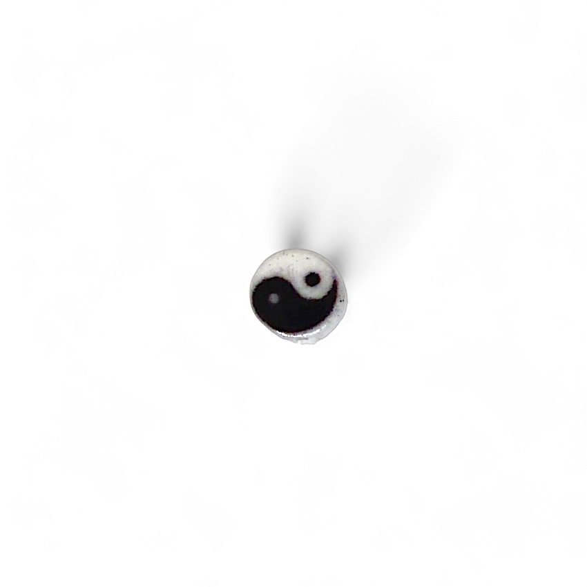 10 PERLES RONDES RESINE  YING&YANG